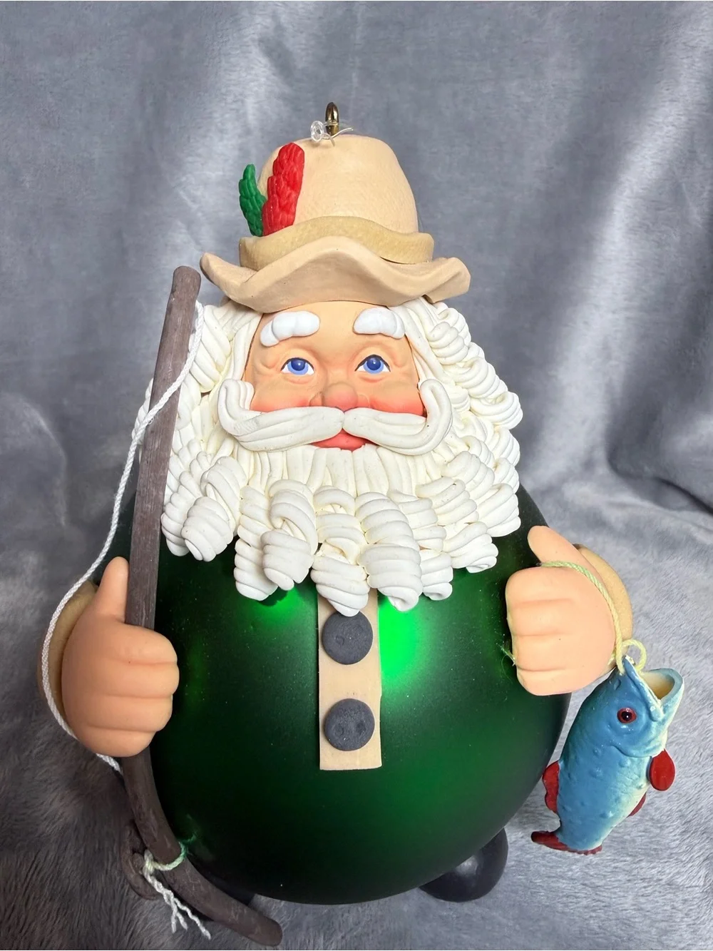 vintage Department 56 Noel Fishing Santa Christmas ornament